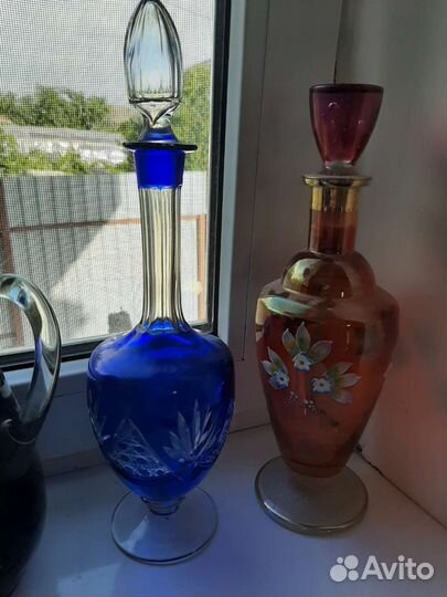 Кувшины графины цветное стекло СССР