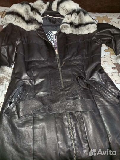 Пальто кожа+шиншилла 48-50