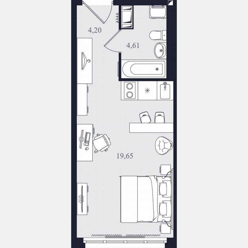Апартаменты-студия, 28,5 м², 10/24 эт.