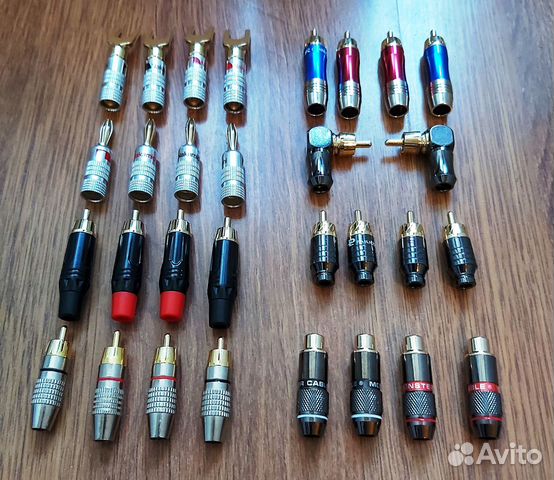 Аудио коннекторы RCA,бананы, лопатки и т.д. Новые