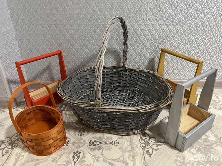 Декоративные деревянные ящики и корзины