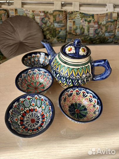 Узбекский чайник и 4 пиалы