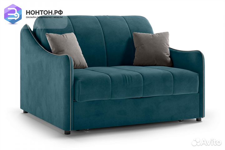 Диван аккордеон Эско синий / серо-бежевый