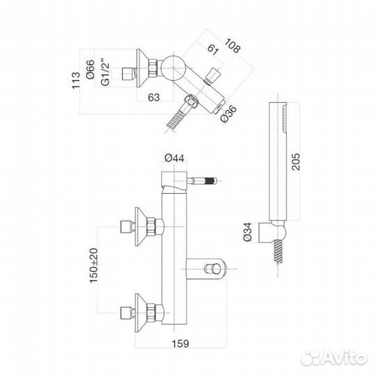 Смеситель для ванны Webert Rimini RI850101015