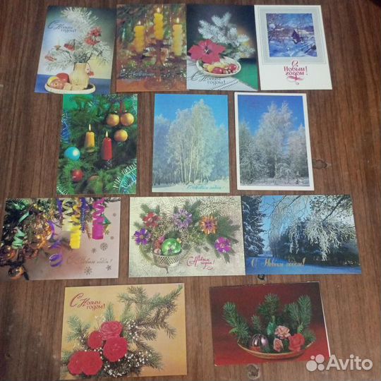 Новогодние открытки СССР чистые