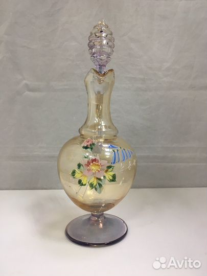 Старинный графин стекло эмаль перламутр 19 век