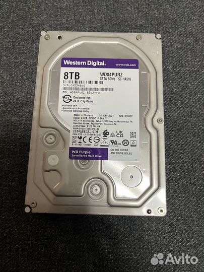 Жесткий диск wd 8 tb purple, 5640 об/мин, кэш 128