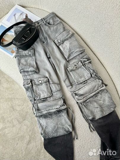 Джинсы карго женские с карманами