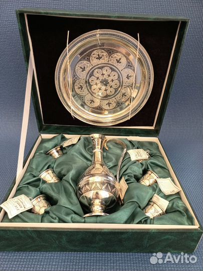 Серебряный сервиз для крепких напитков Кубачи