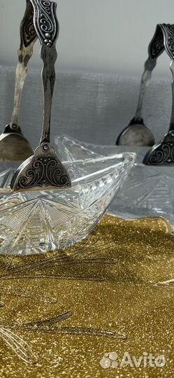 Конфетницы хрустальные с мельхиором пара