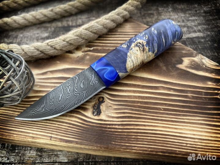 Якутский мини нож из дамаска
