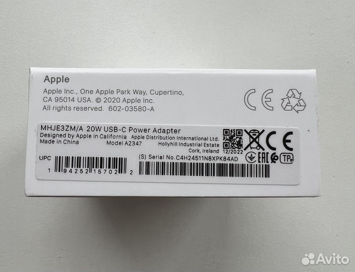 Блок питания apple 20w Оригинал