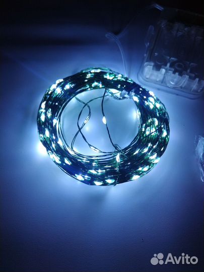 Гирлянда роса на батарейках + USB, 20 м, 200 ламп