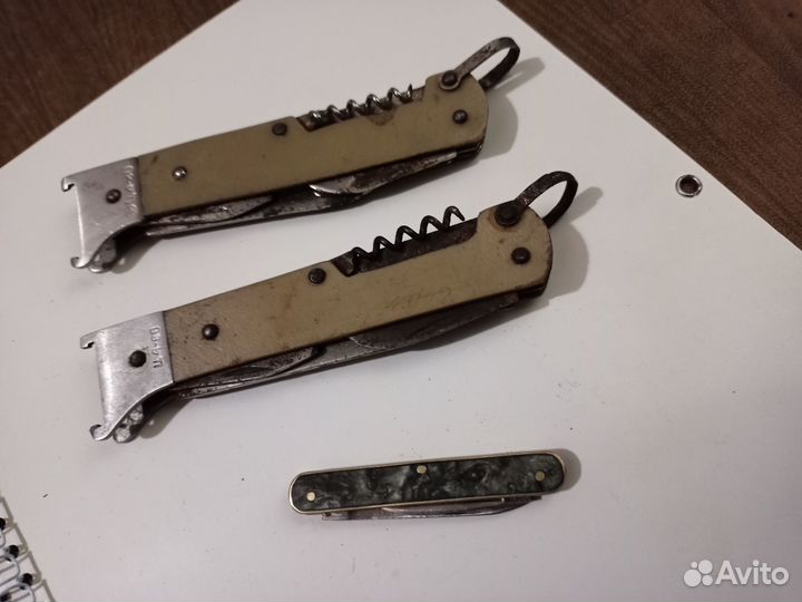 Ретро складные ножи малахит времен СССР