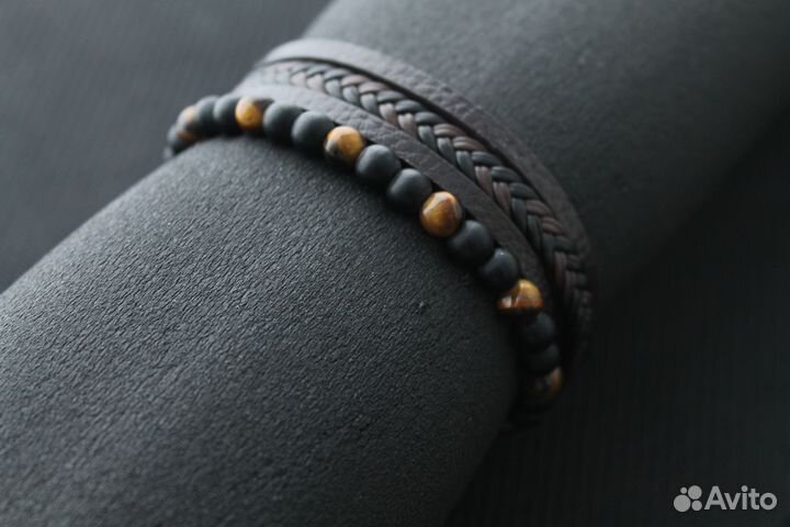 Браслет с бусинами тигровый глаз 20см с доставкой