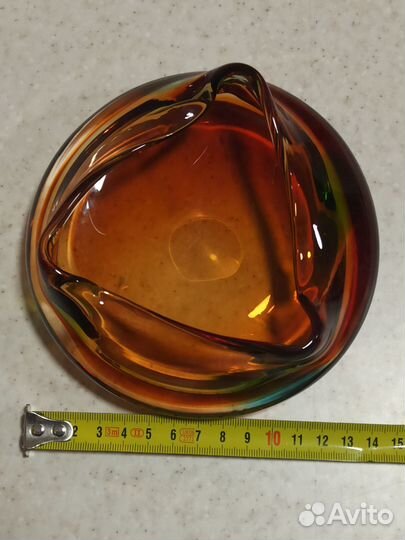 Пепельница СССР, цветное богемское стекло