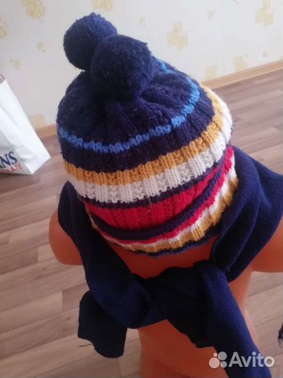 Шапки с шарфом детские, для мальчика