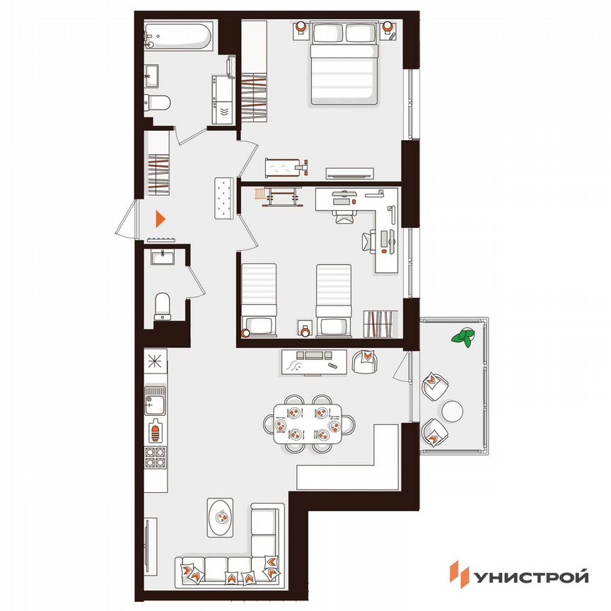 2-к. квартира, 72,1 м², 3/5 эт.
