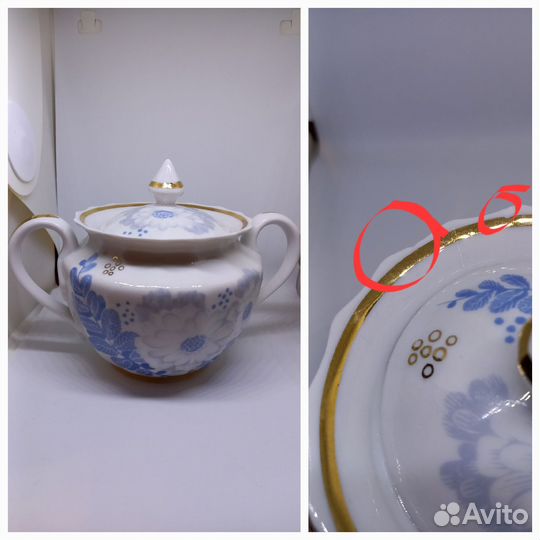 Предметы сервиза Вербилки Голубые цветы (чашек нет