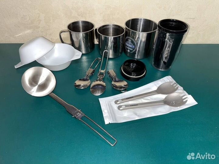 Ложки титановые, посуда походная, огниво