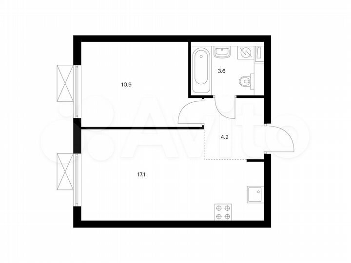 1-к. квартира, 35,8 м², 2/25 эт.