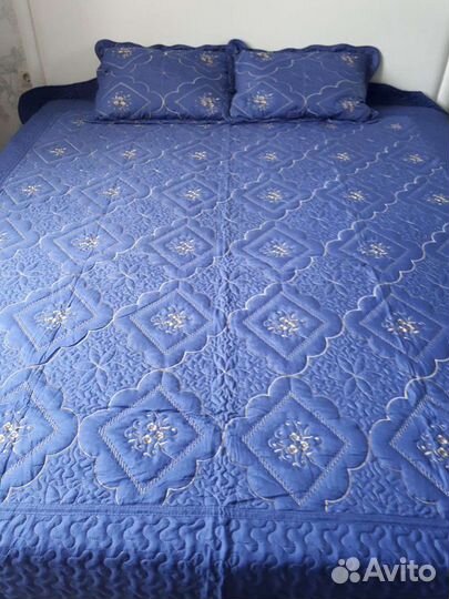 Покрывало 2х-спальное новое хлопковое с наволочкам