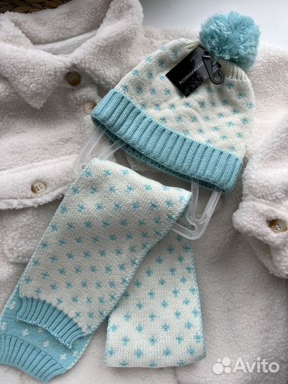 Новый комплект шапка и шарф, 1-3 года