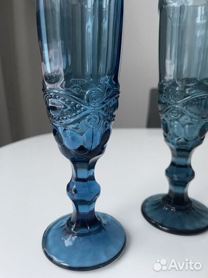 Бокалы для шампанского синие