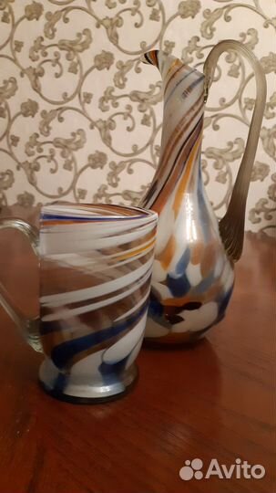 Кувшин и кружка, гутное стекло