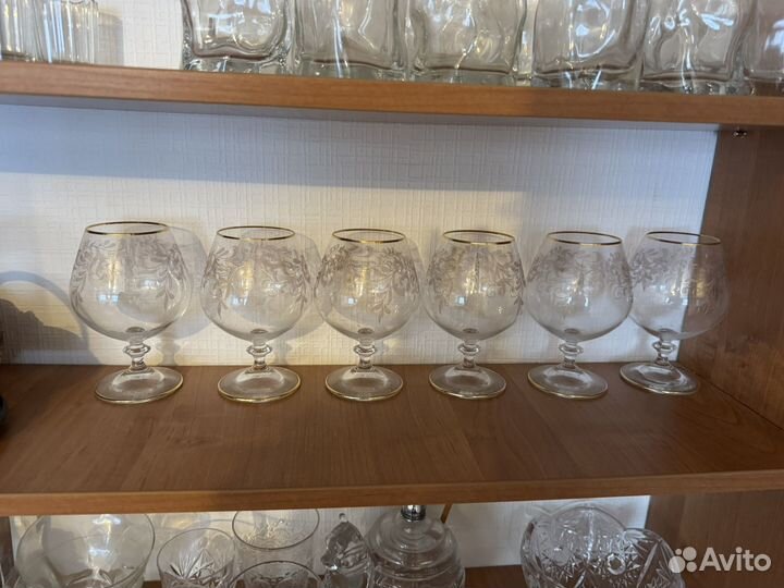 Коньячные бокалы хрусталь позолота