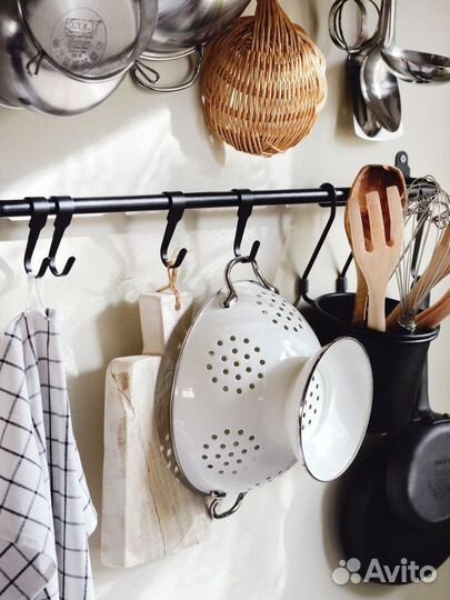 Рейлинг и крючки Икеа Hultarp чёрный 60 см