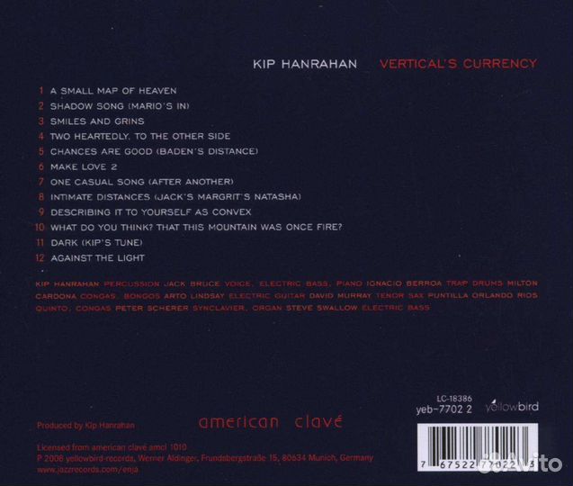 Kip Hanrahan (geb. 1954) - Vertical's Currency (1 CD)