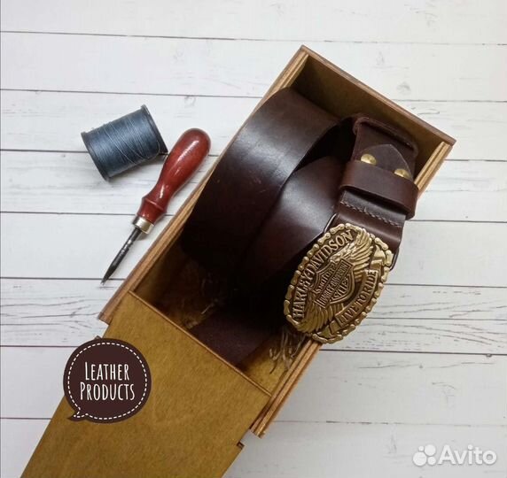 Мужской кожаный ремень ручной работы