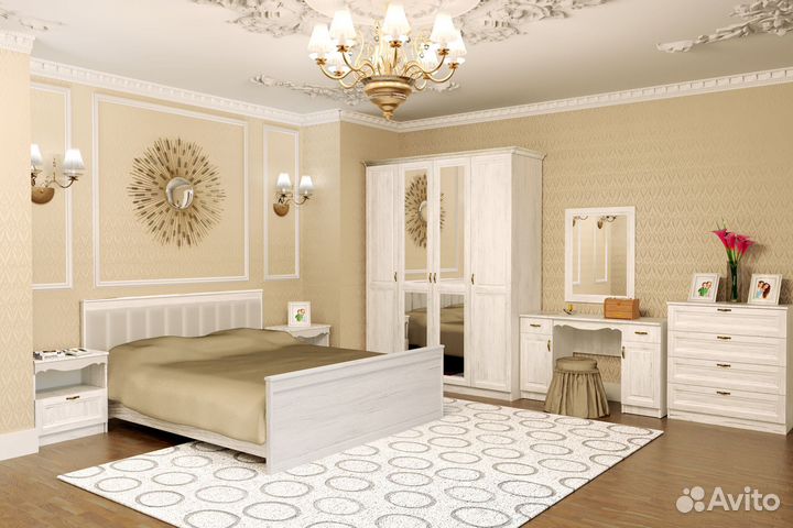 Спальня Виктория-1 дуб империал светлый модульная