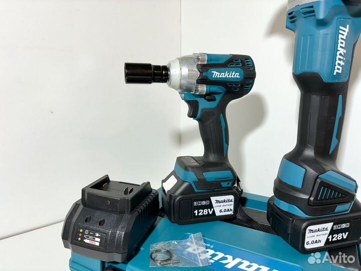 Аккумуляторная ушм 125 мм + гайковерт Makita 350