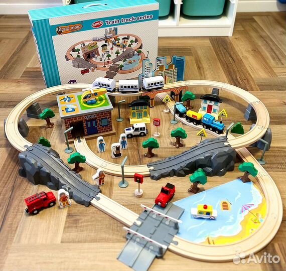 Железная дорога деревянная 95 дет