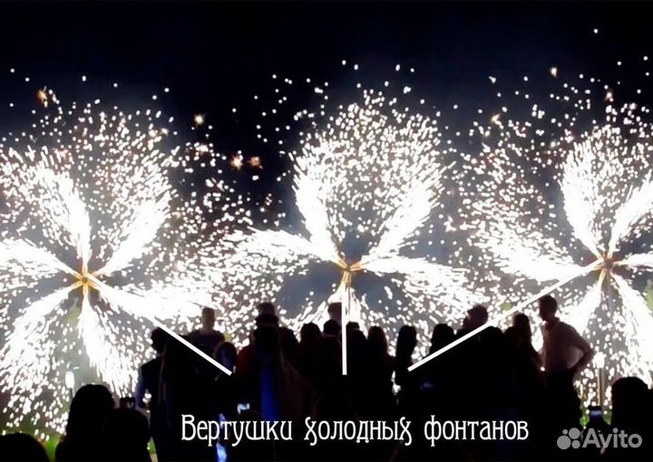 Dj, свет, звук, холодные фонтаны, тяжелый дым