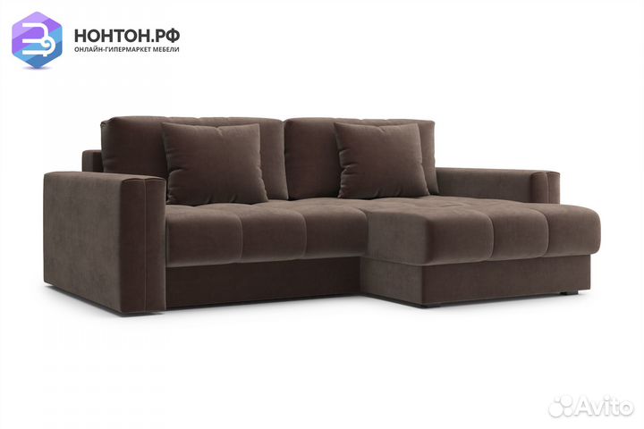 Диван угловой тик-так Монарх коричневый