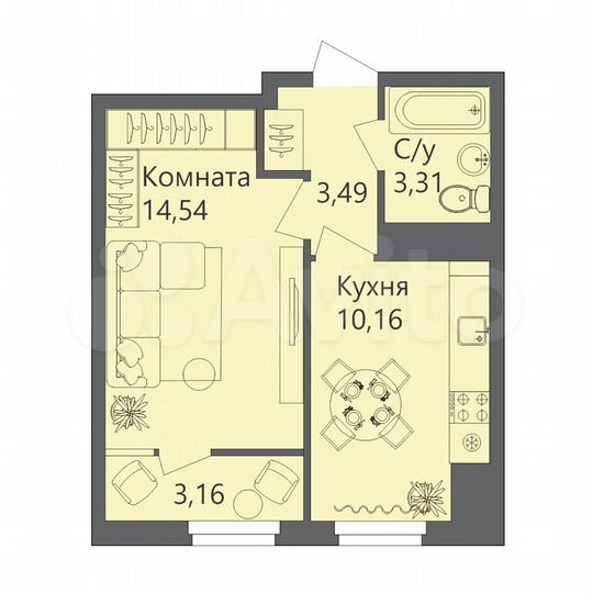 1-к. квартира, 33,1 м², 7/10 эт.