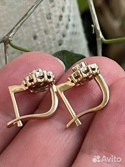 Золотые серьги Малинки с Бриллиантами Ленинград