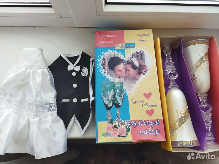Свадебные бокалы+украшение шампанского (вина)