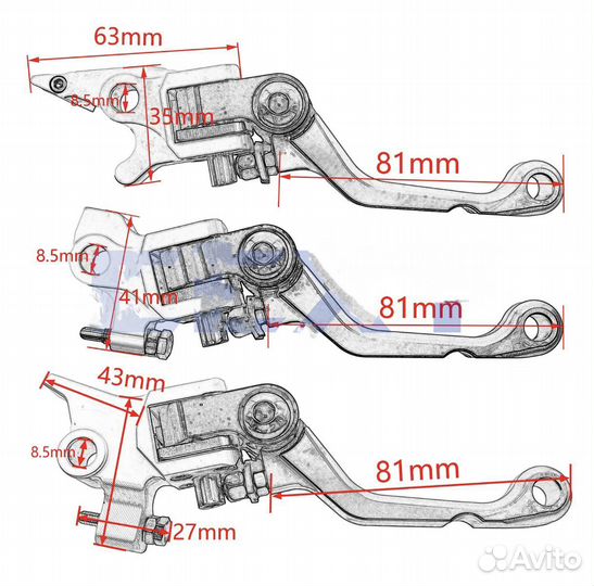 Рычаги сцепления и тормоза для эндуро складные 360