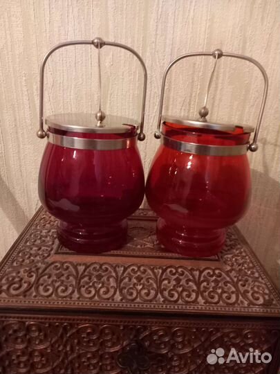 Сахарницы рубиновое стекло СССР