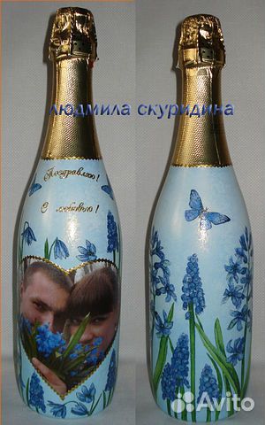 Свадебные украшения на бутылки