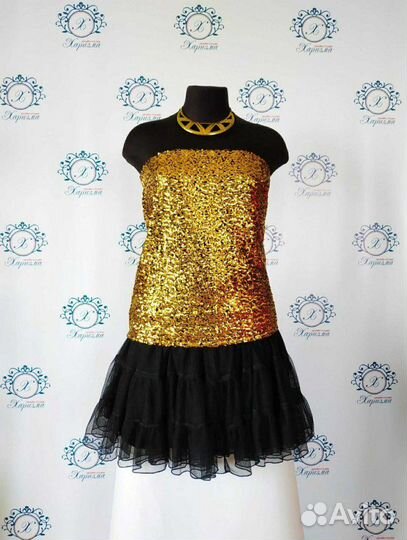 Вечерняя золотая Юбка с пайетками Zara Н&М