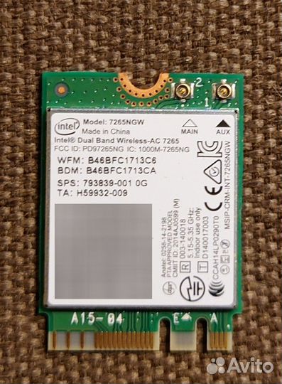 Wifi, Bluetooth модуль AC7265NGW, 2,4/5Гц