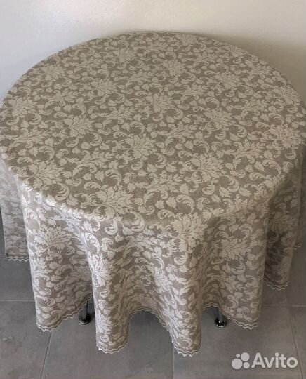 Скатерть круглая 167см -№4-6, полульняная