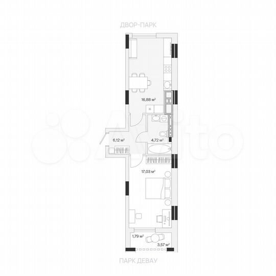 1-к. квартира, 46,5 м², 5/7 эт.