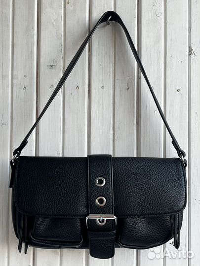 Сумка кожаная черная