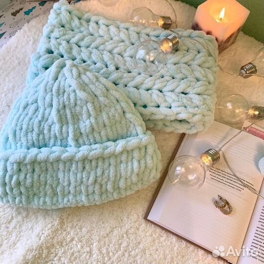 Комплект шапка + снуд + варежки